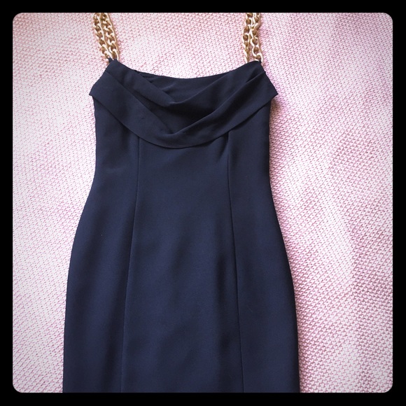 Dresses | Black Dress With Gold Chain Straps | Poshmark